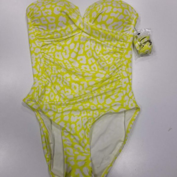 Calvin Klein Printed Tummy Control One Piece Swimsuit Yellow Size 10 - Picture 4 of 10